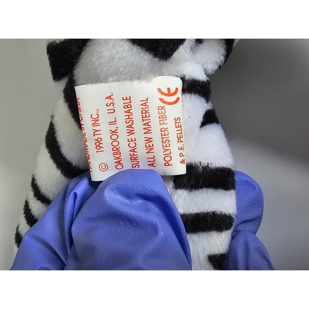 Ty Beanie Babies Blizzard White Tiger Plush 1996 Blue Eyes Heart Tag 4163